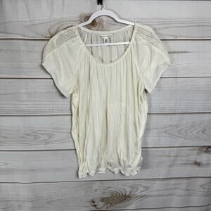 New York Laundry Off White Short Sleeve Blouse Size Large